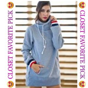 GRAY TURTLENECK TUNIC LENGTH SWEATER